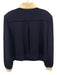 St John Collection Size L Navy Blue & White Wool Knit Color Block Collar Jacket Navy Blue & White / L
