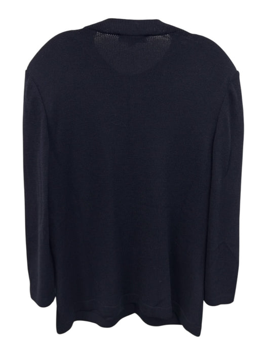 St John Basics Size L Navy blue & gold Wool Knit Button Detail Cardigan Navy blue & gold / L