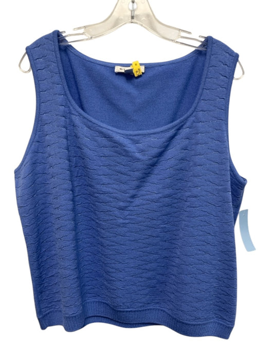 St John Collection Periwinkle Blue Wool Knit Embroidered Design Tank Jacket Set Periwinkle Blue / XL/16