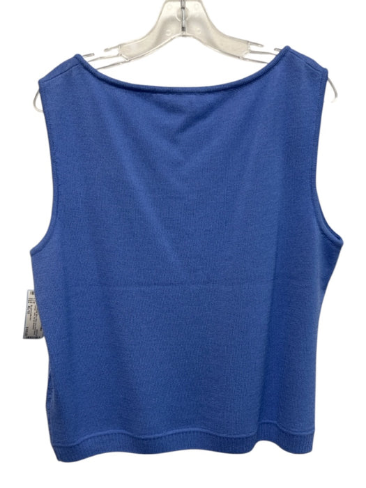 St John Collection Periwinkle Blue Wool Knit Embroidered Design Tank Jacket Set Periwinkle Blue / XL/16