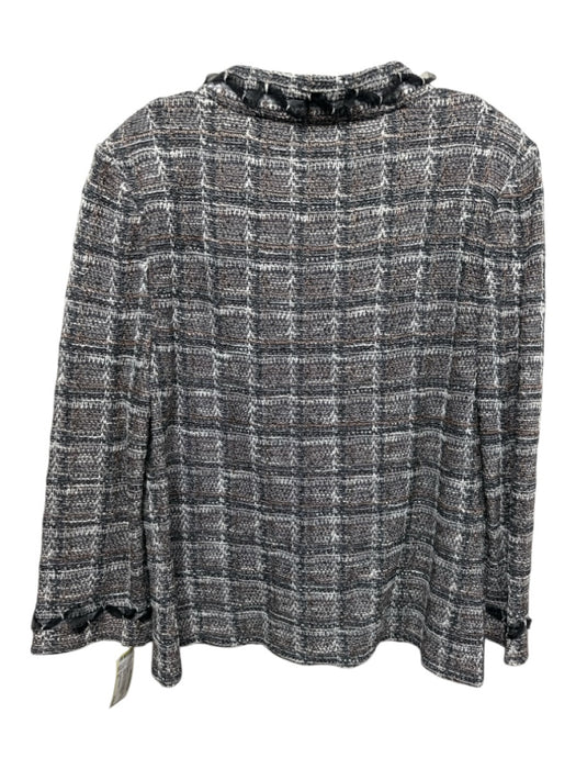 St. John Collection Size XL Gray, Black & Beige Metallic Thread Knit Jacket Gray, Black & Beige / XL