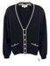 St John Collection Size L Black & White Wool Knit Contrast Trim Cardigan Black & White / L