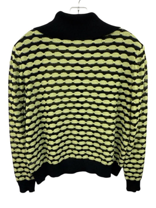 St John Sport Size XL Black & Green Wool Knit Striped Shoulder Pads Jacket Black & Green / XL