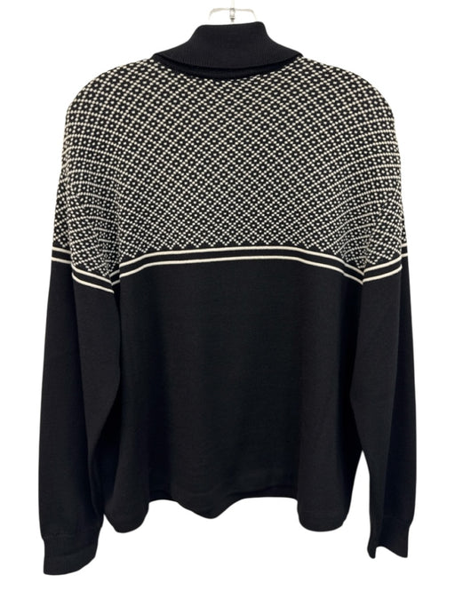 St John Collection Size L Black & White Wool Knit Logo Ribbed Collar Sweater Black & White / L