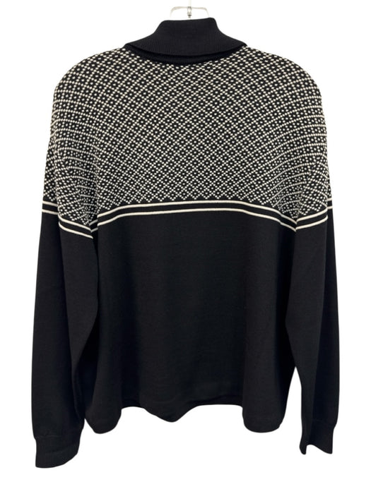 St John Collection Size L Black & White Wool Knit Logo Ribbed Collar Sweater Black & White / L