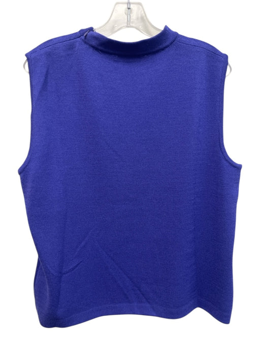 St John Size L Purple Wool Sleeveless Knit Crew Neck Zip Top Purple / L
