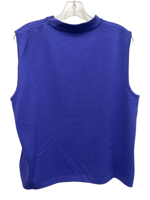 St John Size L Purple Wool Sleeveless Knit Crew Neck Zip Top Purple / L