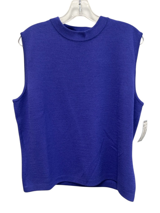 St John Size L Purple Wool Sleeveless Knit Crew Neck Zip Top Purple / L