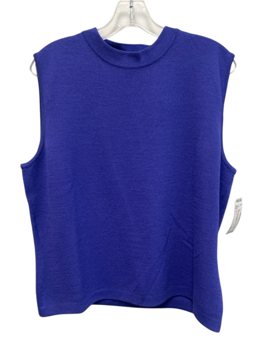 St John Size L Purple Wool Sleeveless Knit Crew Neck Zip Top Purple / L