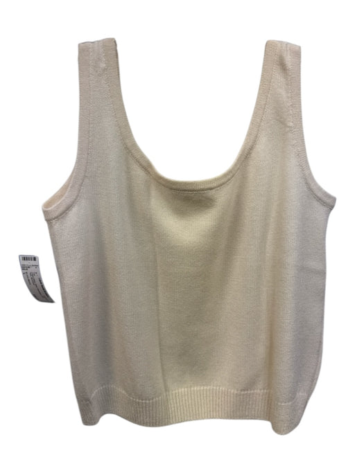 St John Basics Size L Cream White Wool Sleeveless Knit Tank Top Cream White / L