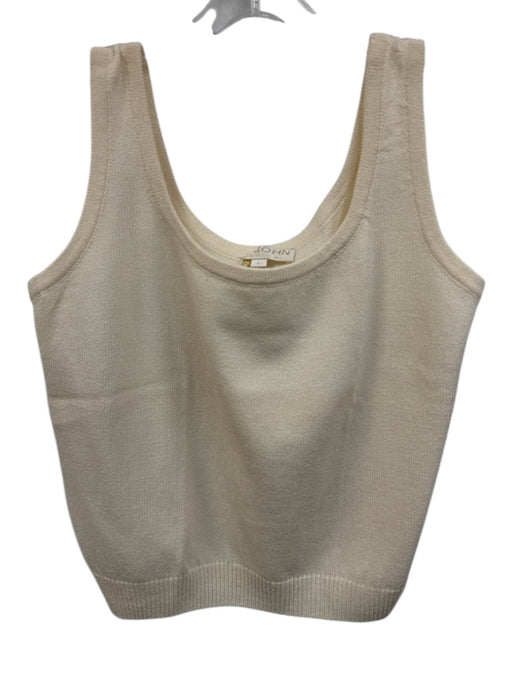 St John Basics Size L Cream White Wool Sleeveless Knit Tank Top Cream White / L
