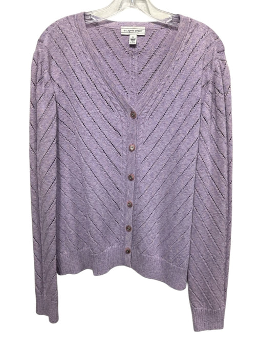 St. John Sport Size XL Light Purple Wool & Rayon Long Sleeve V Neck Sweater Light Purple / XL