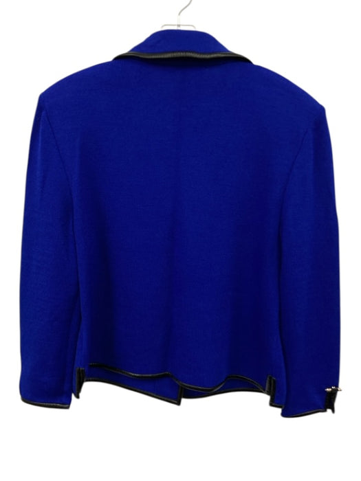 St John Collection Size L Royal Blue Wool Short Sleeve Ribbed Mock Turtle Top Royal Blue / L