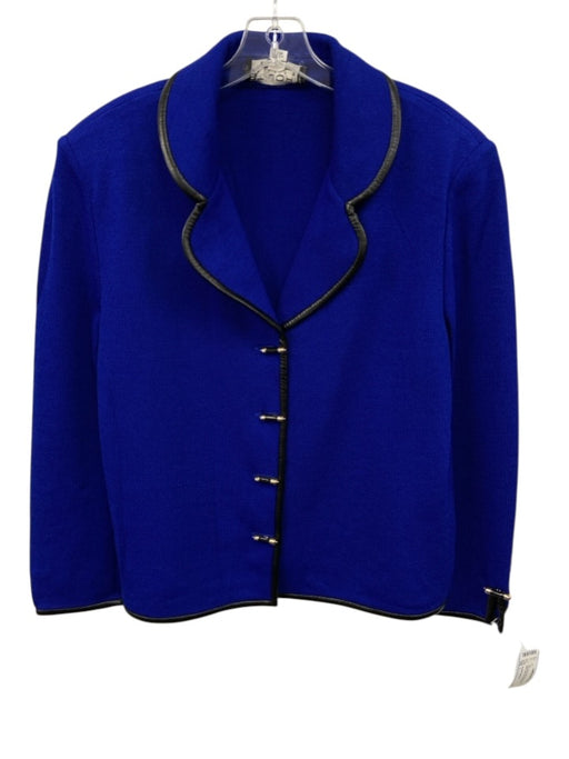 St John Collection Size L Royal Blue Wool Short Sleeve Ribbed Mock Turtle Top Royal Blue / L