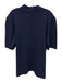 St John Basics Size L Navy Blue Wool Short Sleeve Knit Mock Turtle Back Zip Top Navy Blue / L