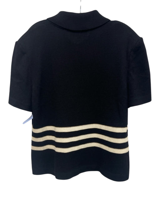 St. John Collection Size L Black, White, Gold Wool & Rayon Short Sleeve Knit Top Black, White, Gold / L