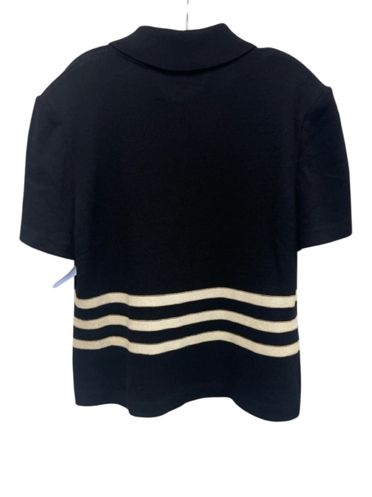 St. John Collection Size L Black, White, Gold Wool & Rayon Short Sleeve Knit Top Black, White, Gold / L