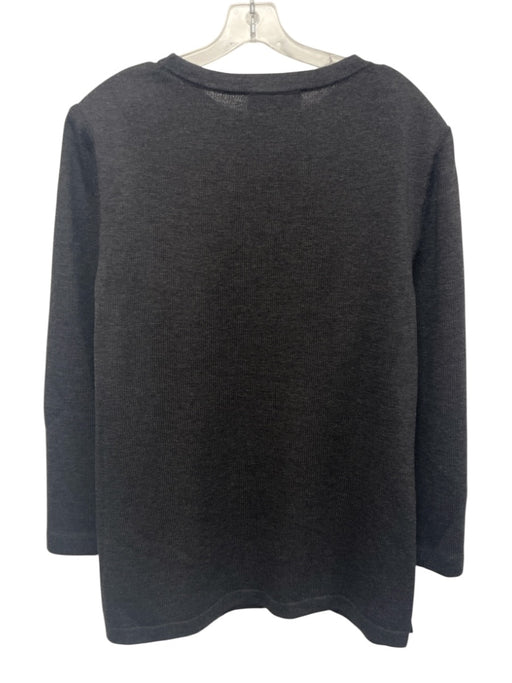 St. John Essentials Size 14 Gray Wool & Rayon Long Sleeve Knit Round Neck Top Gray / 14