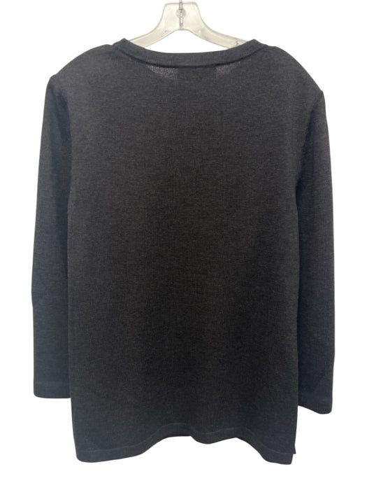 St. John Essentials Size 14 Gray Wool & Rayon Long Sleeve Knit Round Neck Top Gray / 14
