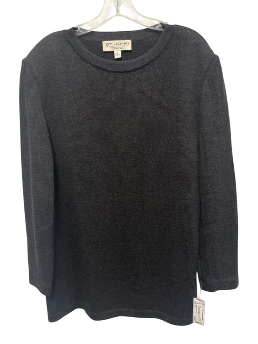 St. John Essentials Size 14 Gray Wool & Rayon Long Sleeve Knit Round Neck Top Gray / 14