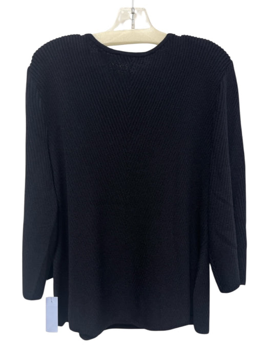 St. John Size XL Midnight blue Wool & Rayon 3/4 Sleeve Shoulder Pads V Neck Top Midnight blue / XL