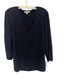 St. John Size XL Midnight blue Wool & Rayon 3/4 Sleeve Shoulder Pads V Neck Top Midnight blue / XL