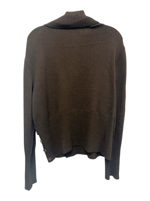 St. John Sport Size XL Brown Wool & Rayon Long Sleeve Knit Faux Buttons Wrap Top Brown / XL