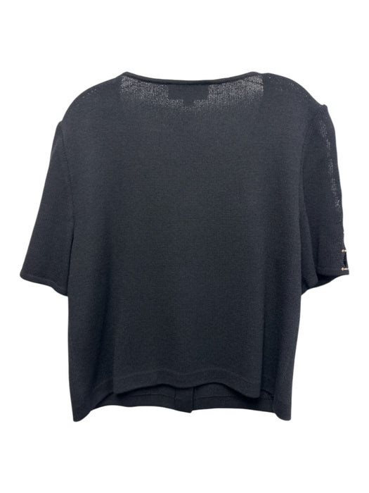 St. John Evening Size 14 Black & Gold Wool & Rayon Short Sleeve Gold Buttons Top Black & Gold / 14