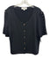 St. John Evening Size 14 Black & Gold Wool & Rayon Short Sleeve Gold Buttons Top Black & Gold / 14