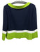 St. John Size L Navy Blue, Green & White Color Block Long Sleeve Sweater Navy Blue, Green & White / L