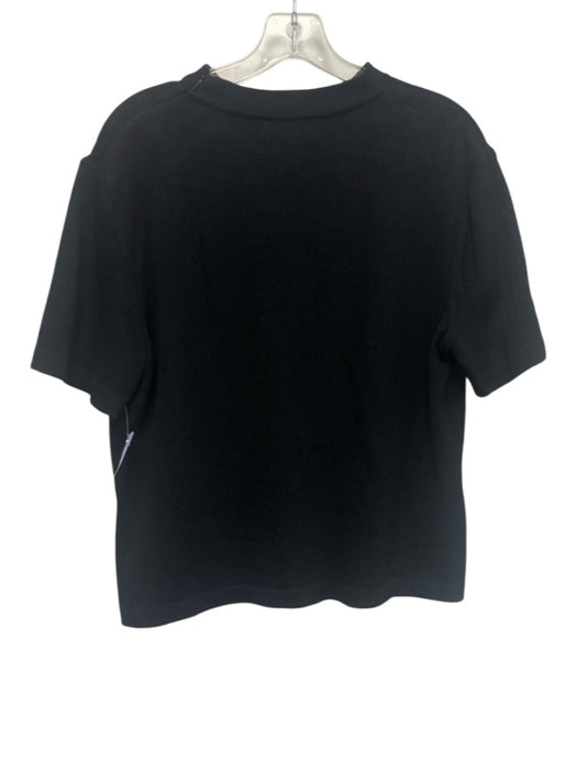 St. John Basics Size L Black Wool & Rayon Short Sleeve High Neck Knit Top Black / L