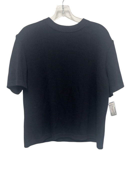 St. John Basics Size L Black Wool & Rayon Short Sleeve High Neck Knit Top Black / L