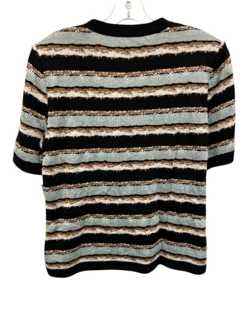 St. John Collection Size L Black, Blue, Brown Wool & Rayon Short Sleeve Knit Top Black, Blue, Brown / L