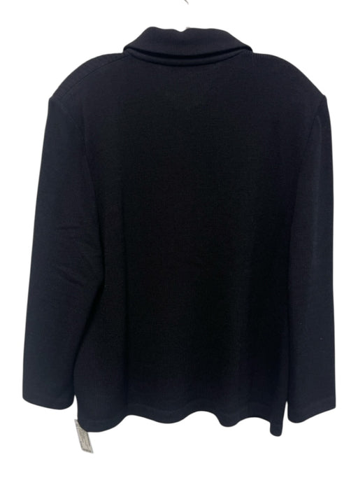 St. John Basics Size L Black Wool & Rayon Gold Buttons Collar Knit Jacket Black / L