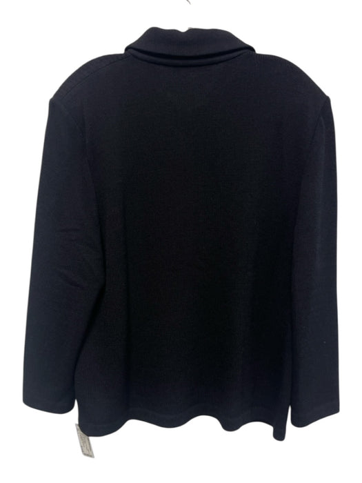 St. John Basics Size L Black Wool & Rayon Gold Buttons Collar Knit Jacket Black / L
