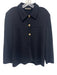 St. John Basics Size L Black Wool & Rayon Gold Buttons Collar Knit Jacket Black / L
