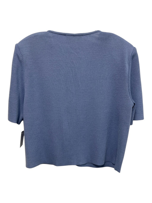 St. John Collection Size 14 Light Blue Wool & Rayon Short Sleeve V Neck Cardigan Light Blue / 14