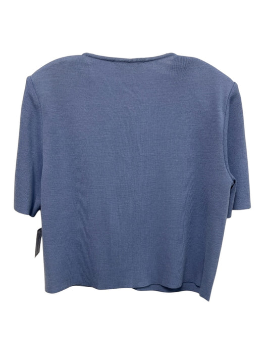 St. John Collection Size 14 Light Blue Wool & Rayon Short Sleeve V Neck Cardigan Light Blue / 14