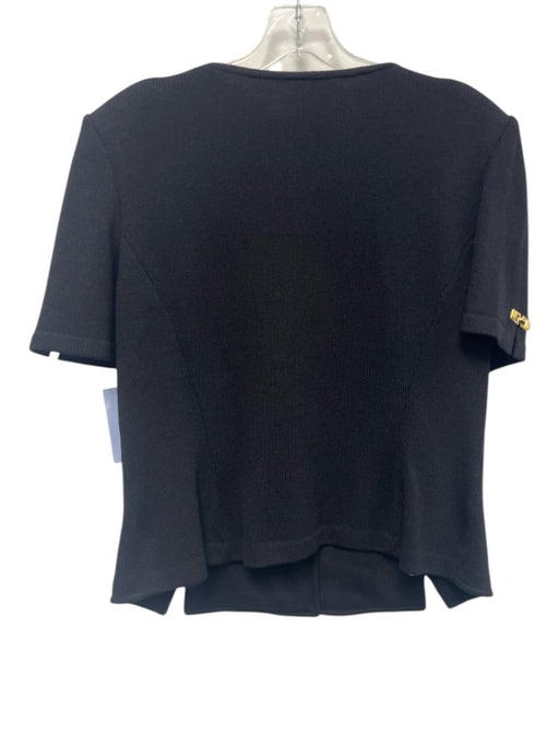 St. John Collection Size 14 Black Wool & Rayon Short Sleeve Shoulder Pads Top Black / 14