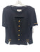 St. John Collection Size 14 Black Wool & Rayon Short Sleeve Shoulder Pads Top Black / 14