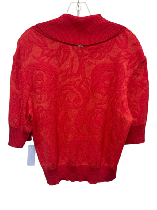 St. John Size L Coral Pink Wool & Rayon Short Sleeve Turtle Neck Knit Top Coral Pink / L