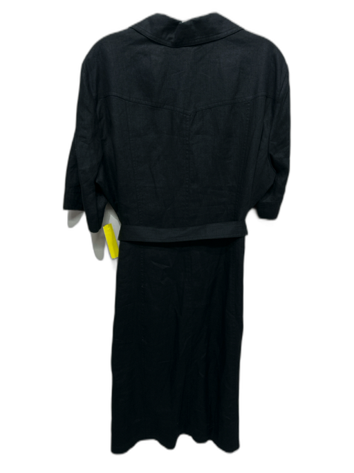 Ellen Tracy Size XL Black Linen Short Sleeve Button Front Collar Dress Black / XL