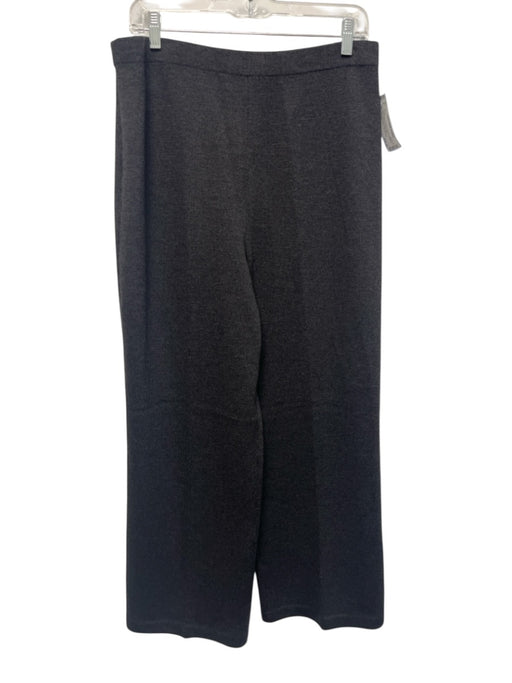 St. John Size M Gray Wool & Rayon Elastic Waistband Knit Wide Leg Pants Gray / M
