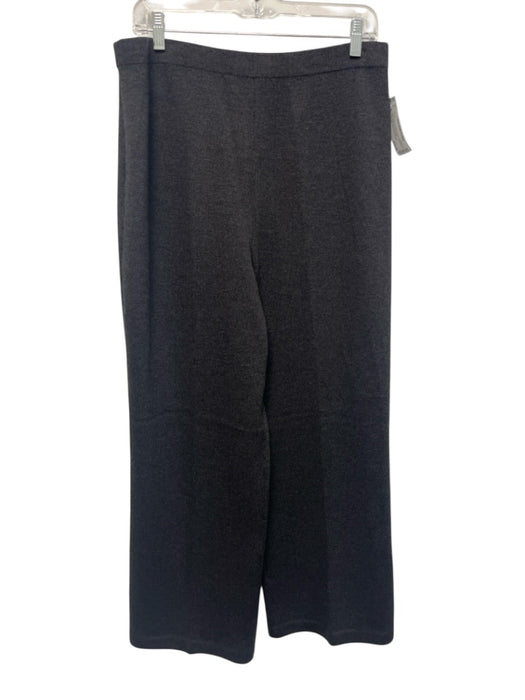 St. John Size M Gray Wool & Rayon Elastic Waistband Knit Wide Leg Pants Gray / M
