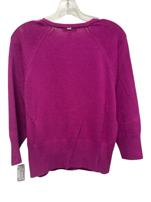 St. John Sport Size L Fuschia Purple Wool & Rayon 3/4 Sleeve Knit Cardigan Fuschia Purple / L
