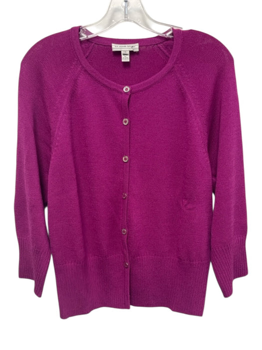 St. John Sport Size L Fuschia Purple Wool & Rayon 3/4 Sleeve Knit Cardigan Fuschia Purple / L