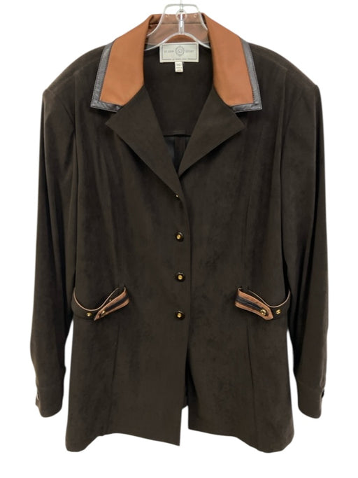 St. John Sport Size XL Brown Multi Polyester & Polyurethane Faux Suede Jacket Brown Multi / XL