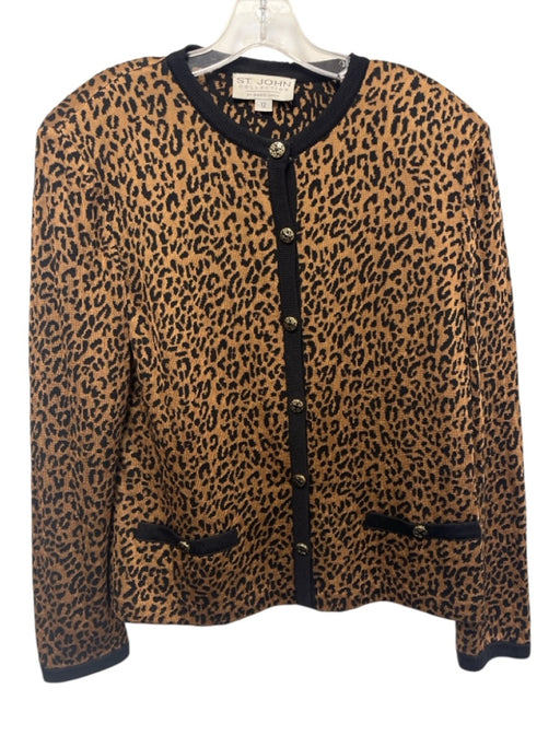 St. John Collection Size 12 Black & Brown Wool & Rayon Long Sleeve Cardigan Black & Brown / 12