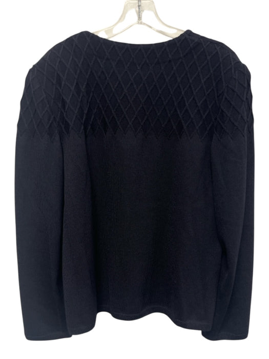 St. John Collection Size XL Navy Blue Wool & Rayon Long Sleeve Textured Cardigan Navy Blue / XL