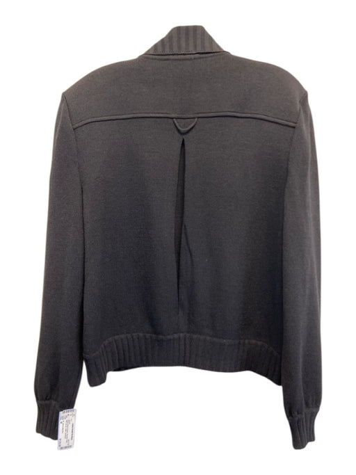 St. John Collection Size M Black Wool & Rayon Shoulder Pads Knit Zip Up Jacket Black / M